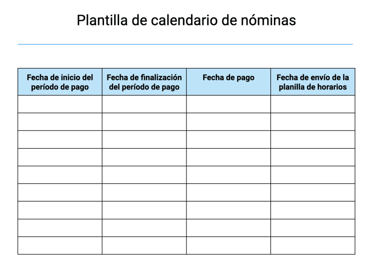 calendario de pagos y nomina mensual