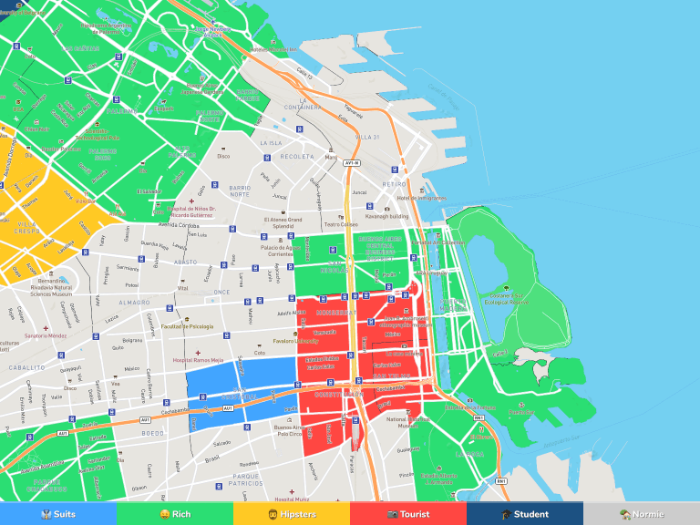 mapa colorido de barrios de buenos aires